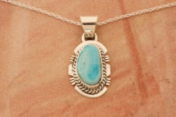Genuine Blue Kingman Turquoise Sterling Silver Pendant